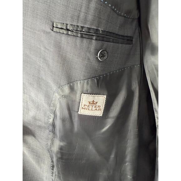 Peter Millar 100% Wool Sport Coat Gray Blazer Men 48T Made in Canada Two Button - Picture 5 of 12